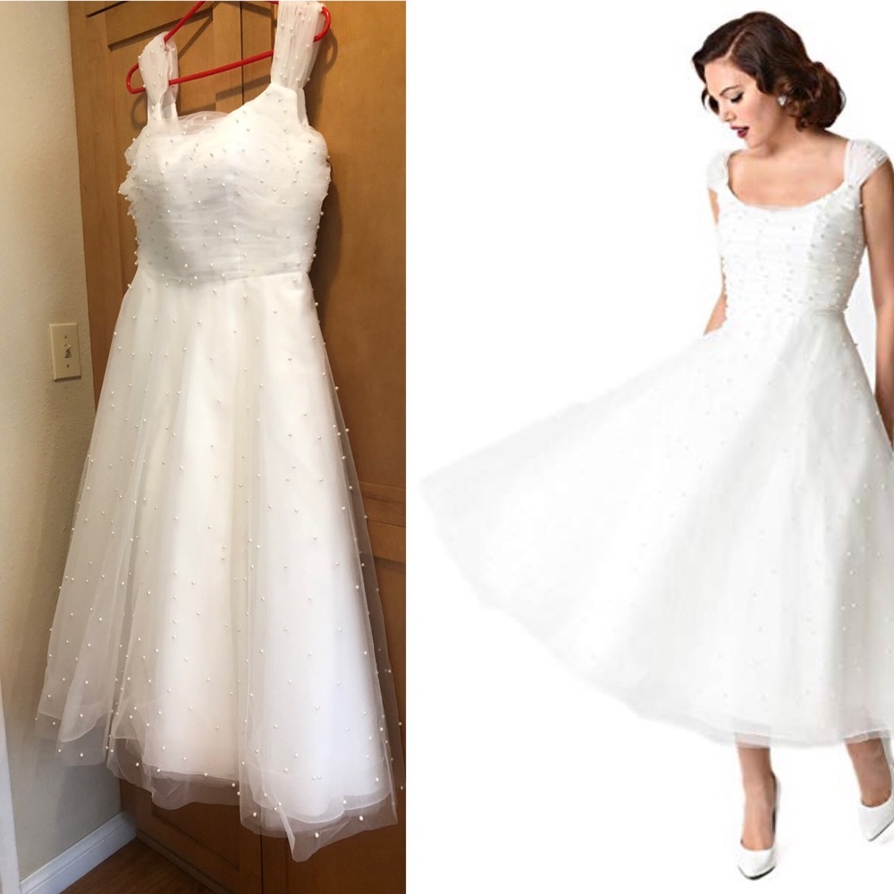 VOODOO VIXEN BRIDAL WEDDING TEA LENGTH GOWN